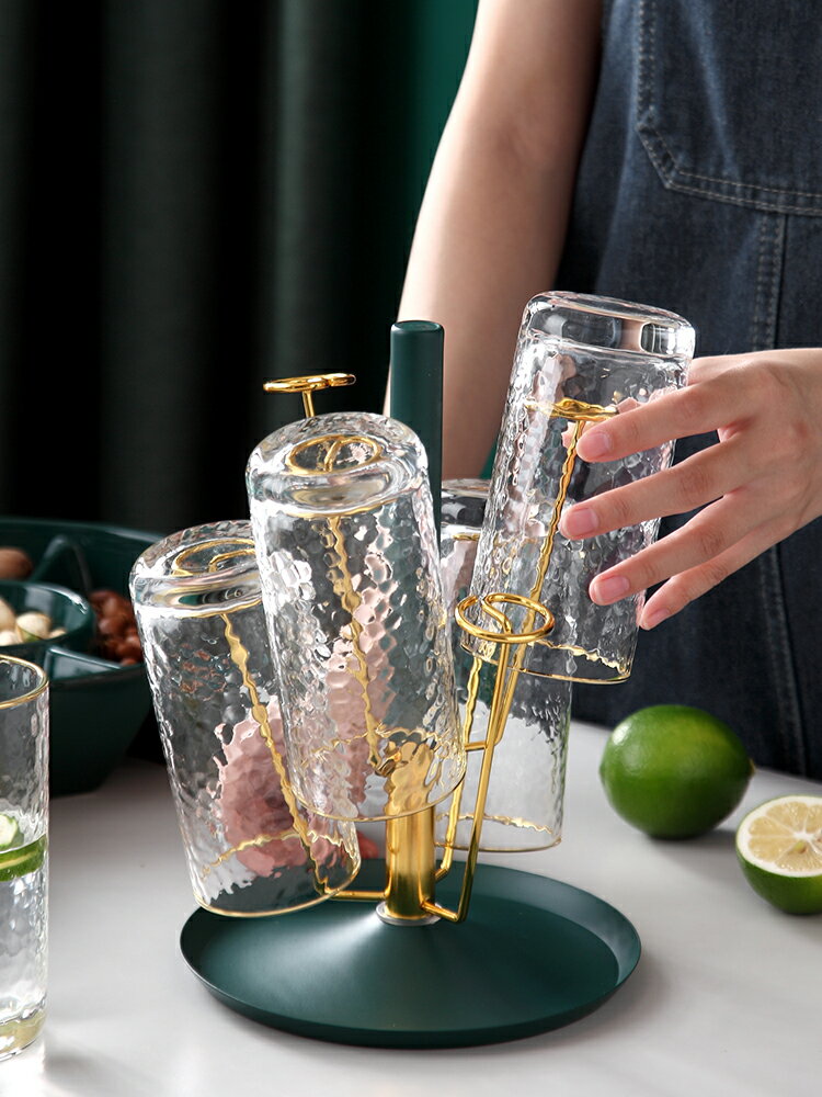 創意水杯架家用鐵藝杯架置物架歐式客廳玻璃茶杯瀝水收納掛架子