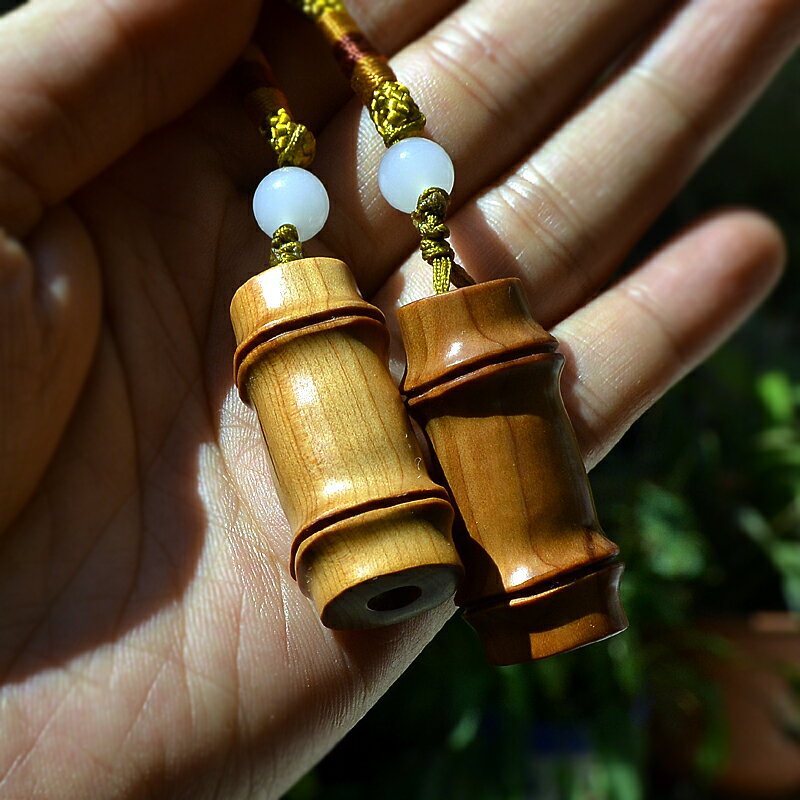 紅豆杉木雕竹節節高升手把件文玩手把玩件實木質雕刻鑰匙扣掛件 2