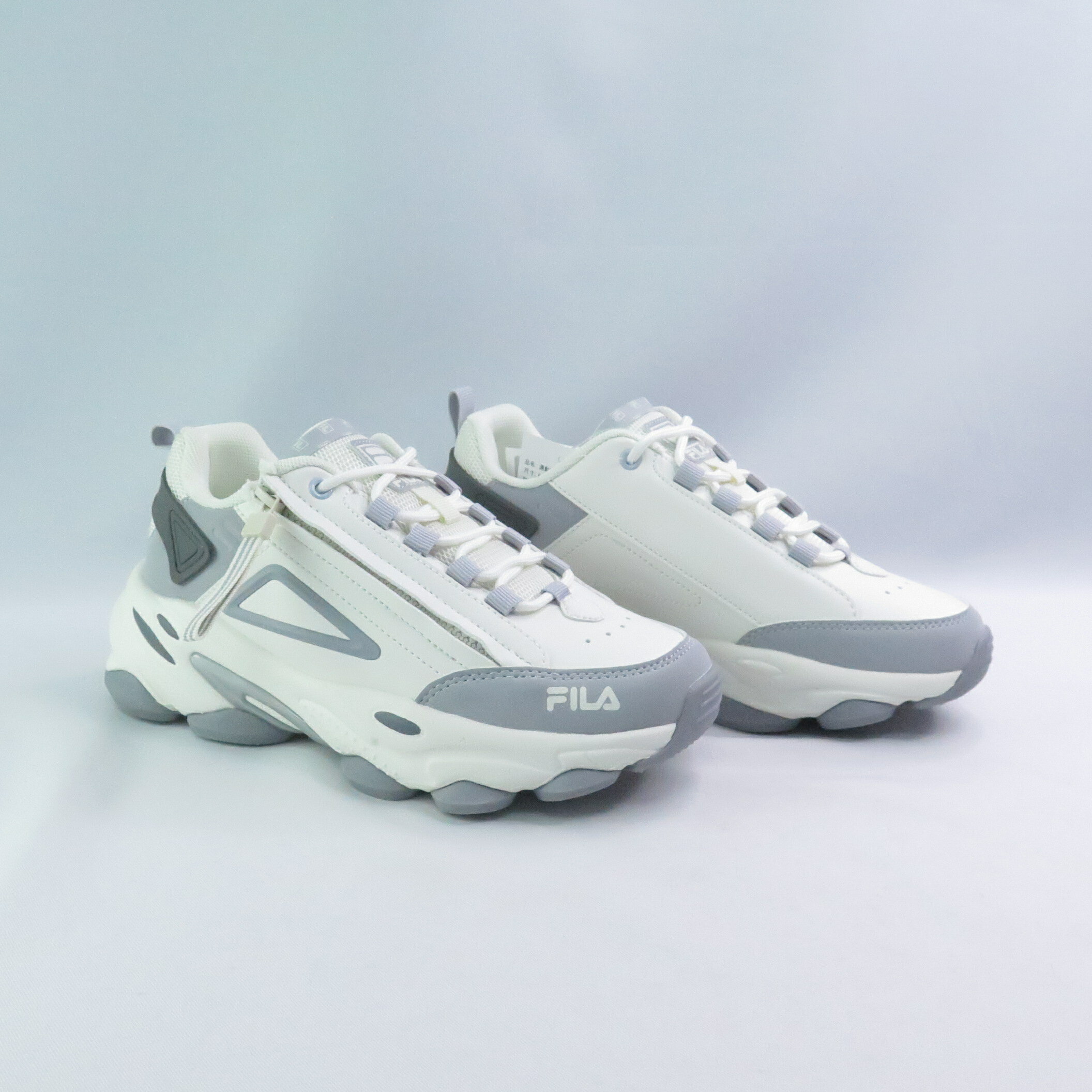 FILA 5J913Y441 女 休閒鞋 網布 拉鍊 白×灰【iSport愛運動】