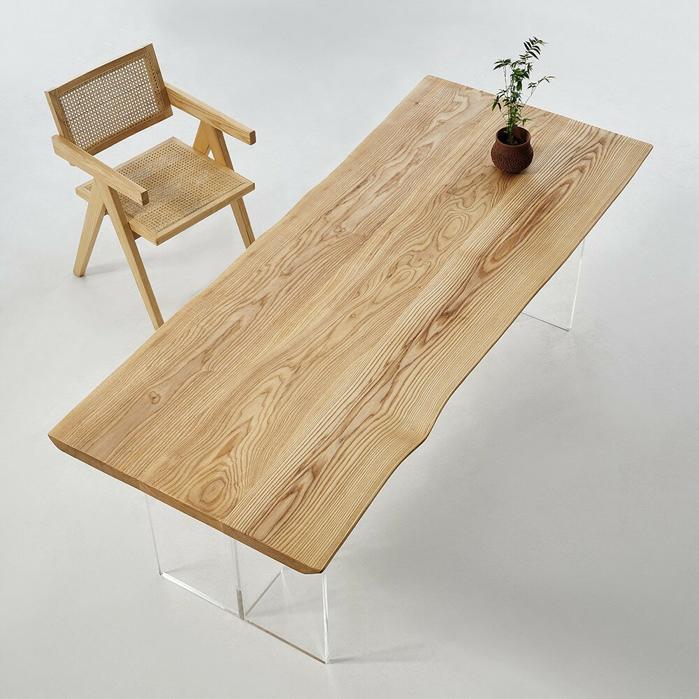 桌子 實木懸浮餐桌家用小戶型木紋原木巖板餐桌椅組合