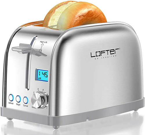 LOFTer【美國代購】不鏽鋼烤麵包機 百吉餅/除霜/再加熱/取消功能 900W