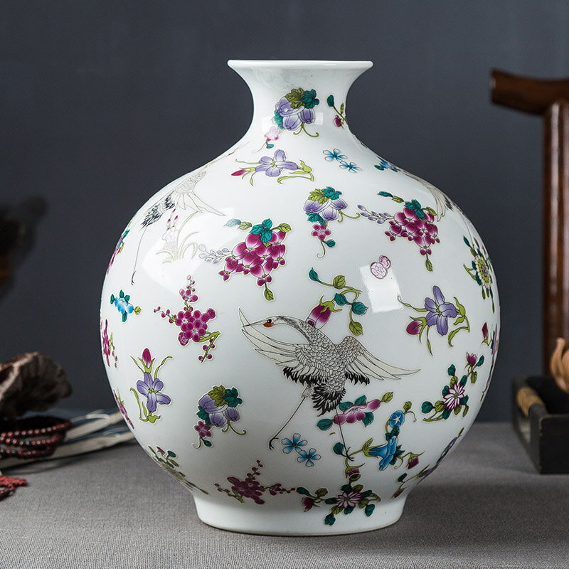 景德鎮陶瓷器夜光花瓶客廳家居裝飾品工藝品琺瑯彩發光花瓶擺件