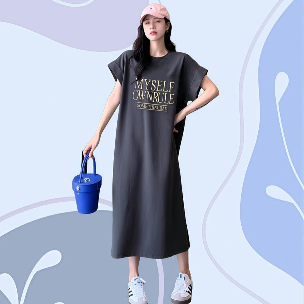 ＊ORead＊韓版長版圓領印花連身裙(2色M~2XL)