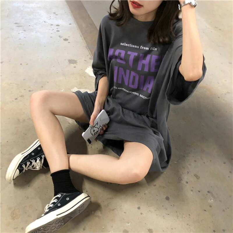 小子春夏季新款黑暗系短袖潮酷韓版百搭寬松時尚簡約慵懶風上衣