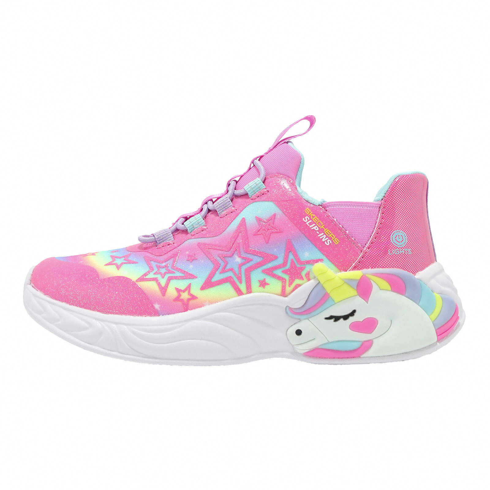 Skechers 兒童燈鞋 S Lights-Unicorn Dream 大童 中童 粉紅 白 閃燈 發光 休閒鞋 302296LPKMT