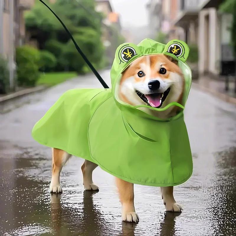 公司貨附發票 柴犬雨衣柯基青蛙斗篷夏季小狗中小型犬防水防臟外出寵物邊牧雨披 最低價 快速出貨