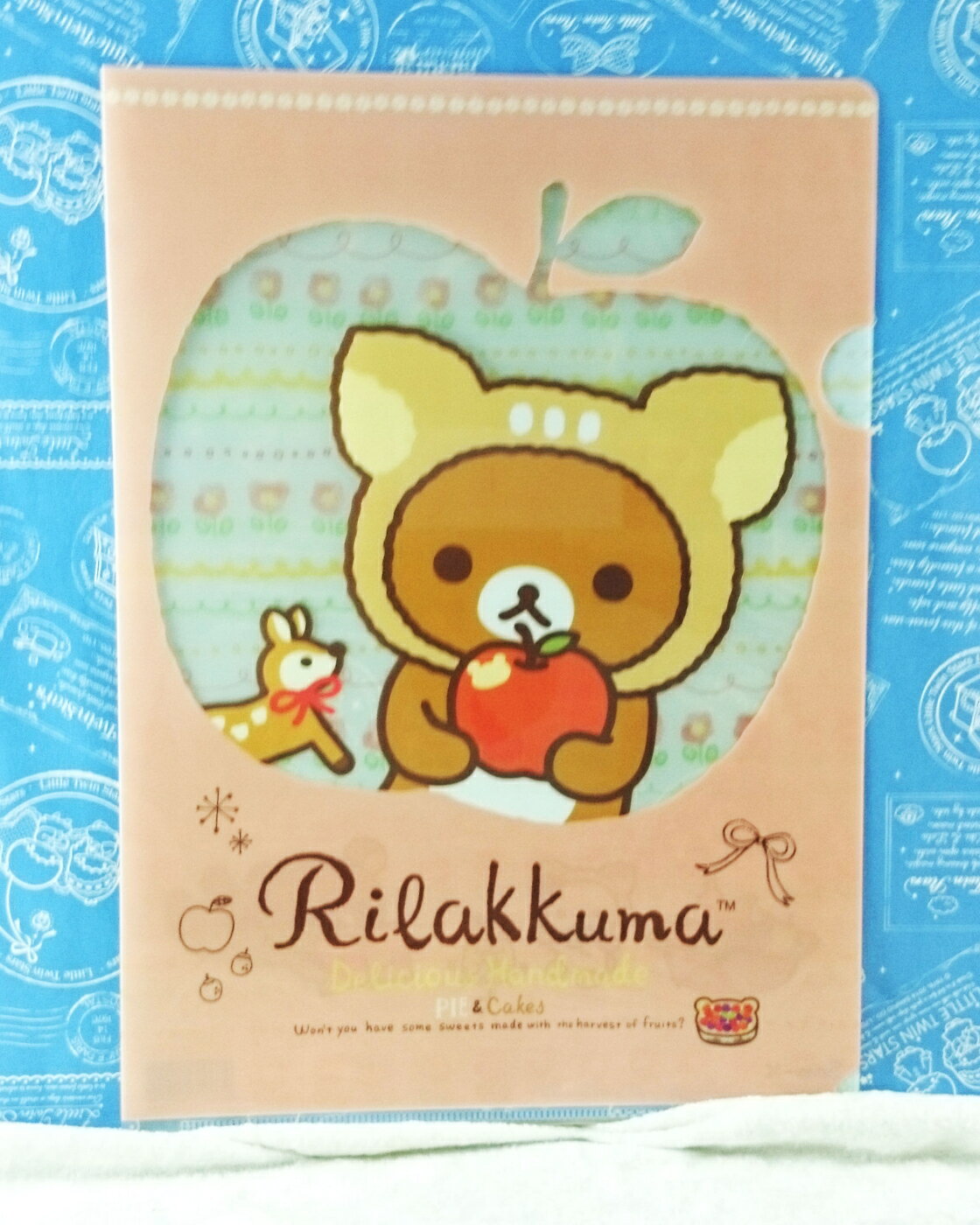 【震撼精品百貨】Rilakkuma San-X 拉拉熊懶懶熊 A4資料夾 粉 蘋果+花 震撼日式精品百貨