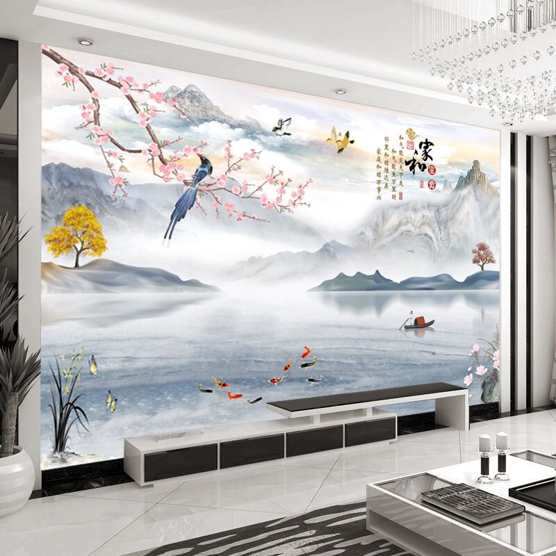電視背景墻壁紙3d山水立體客廳現代簡約5d大氣壁畫8d影視墻紙墻布