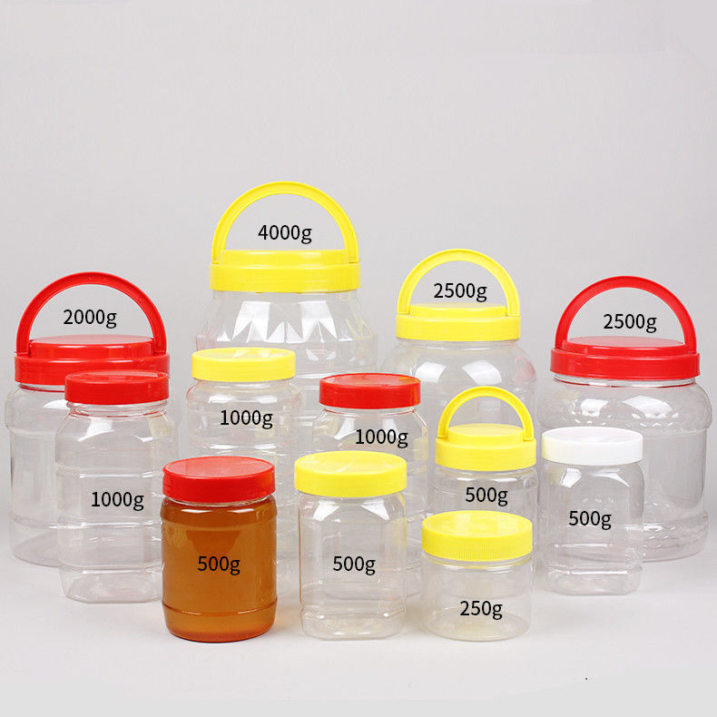 壹斤蜂蜜瓶 塑料瓶500g方瓶子1斤裝蜂蜜罐子加厚透明 醬菜幹果瓶
