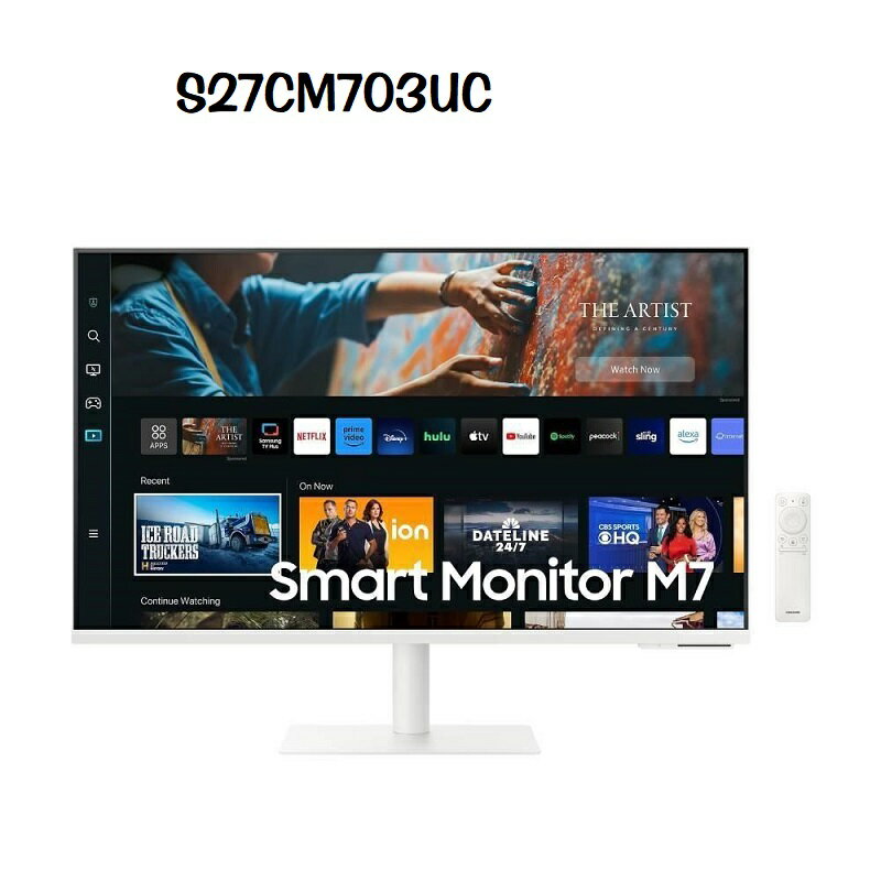 【最高現折268】SAMSUNG 三星 M7 S27CM703UC 白色 27吋 UHD智慧聯網螢幕