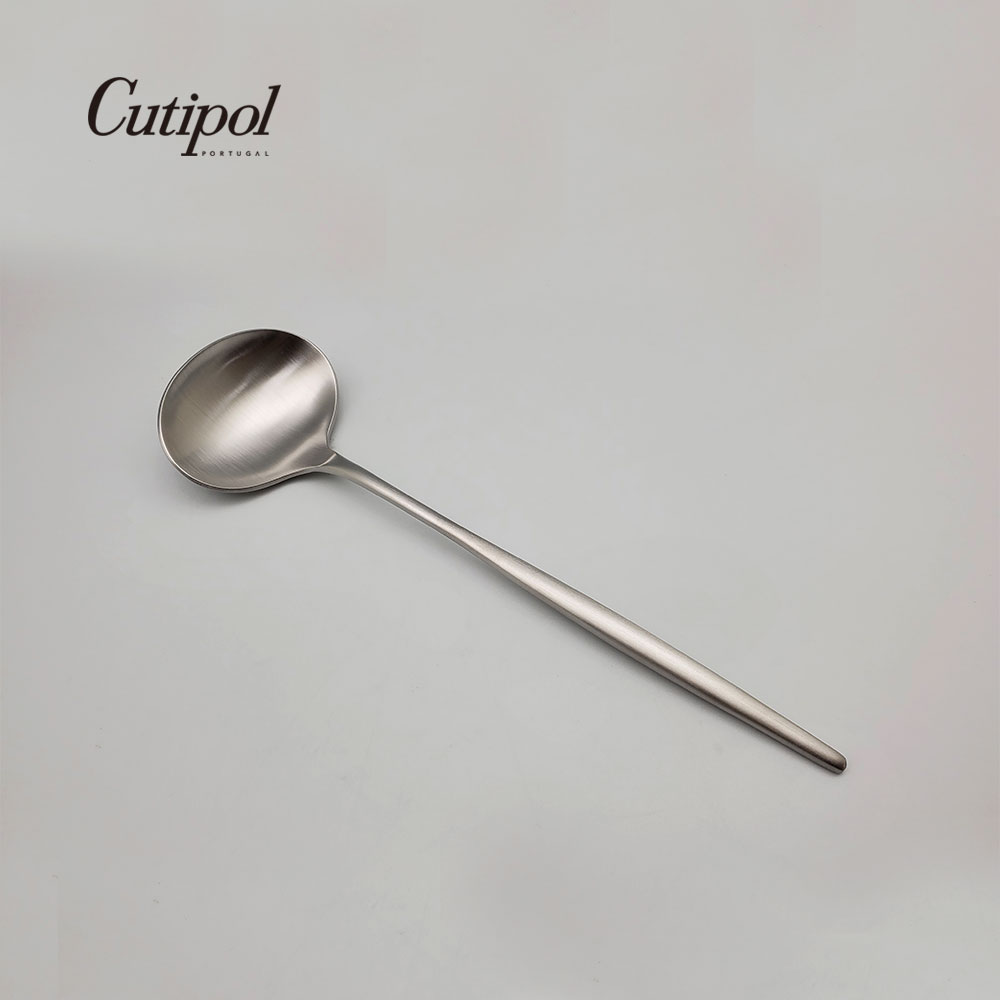 葡萄牙 Cutipol MOON系列22cm小湯勺/醬料勺 (霧銀)