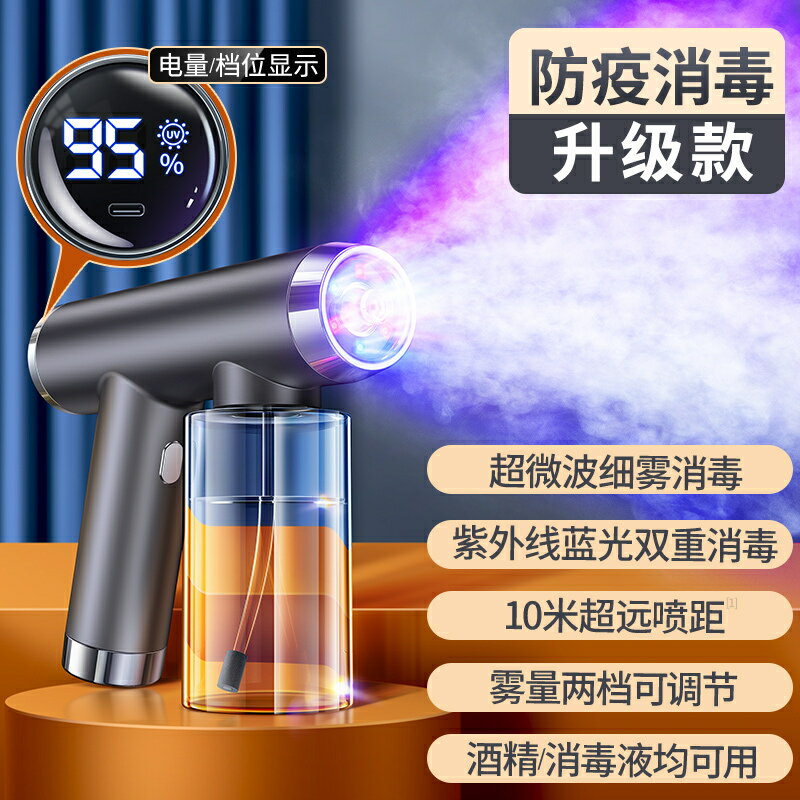 消毒器 消毒槍 噴霧槍紫外線消毒噴霧槍酒精噴槍藍光納米殺菌霧化器電動液家用次氯酸機【HZ74233】