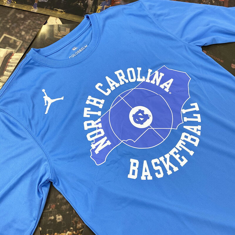 NCAA北卡藍運動速干長袖T恤 男子跑步健身籃球訓練服投籃服出場服
