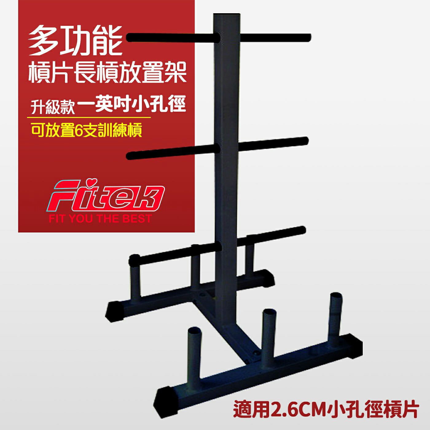 槓片架(小孔徑一英吋) 槓鈴架 可放短槓、長桿或彎曲槓 6支 節省空間、簡潔美觀㊣台灣製【Fitek健身網】