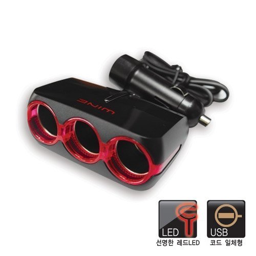 權世界@汽車用品 Autoban WINE 2.1A USB+3孔 黏貼式 點煙器鍍鉻裝飾電源擴充插座 AW-Z46 0