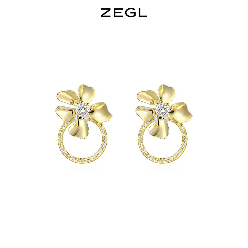 ZEGL花朵耳環女2021年新款潮耳釘小眾設計感簡約925銀針秋冬耳飾