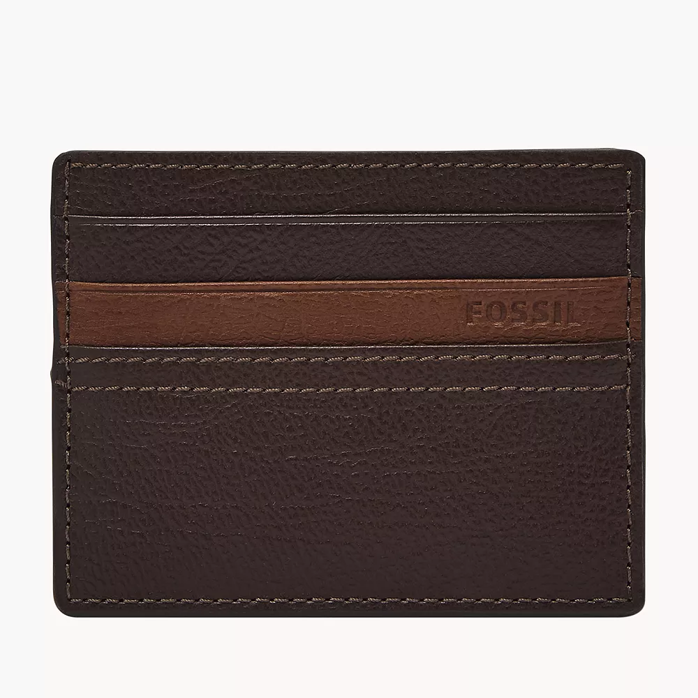 FOSSIL 信用卡夾 卡套 真皮皮革 名片夾 卡片夾 咖啡色(現貨)▶指定Outlet商品5折起☆現貨【送禮首選★APP下單點數4倍送】
