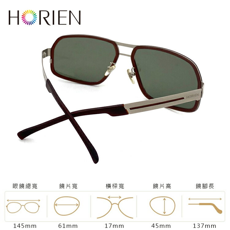 HORIEN海儷恩 沉穩輕彈時尚薄鋼飛行員偏光太陽眼鏡 抗UV400 (HN 21001 J07) 7