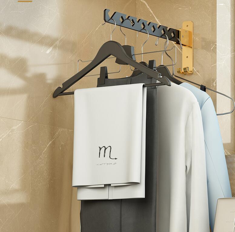 折疊晾 衣架 隱形曬衣服 室內陽臺衛生間 免打孔 壁掛式 伸縮桿