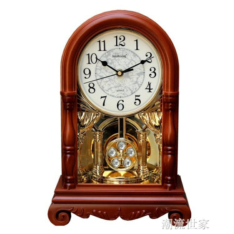 歐式復古鐘錶創意家用座鐘客廳大號老式擺鐘美式桌面擺件台式坐鐘 全館免運