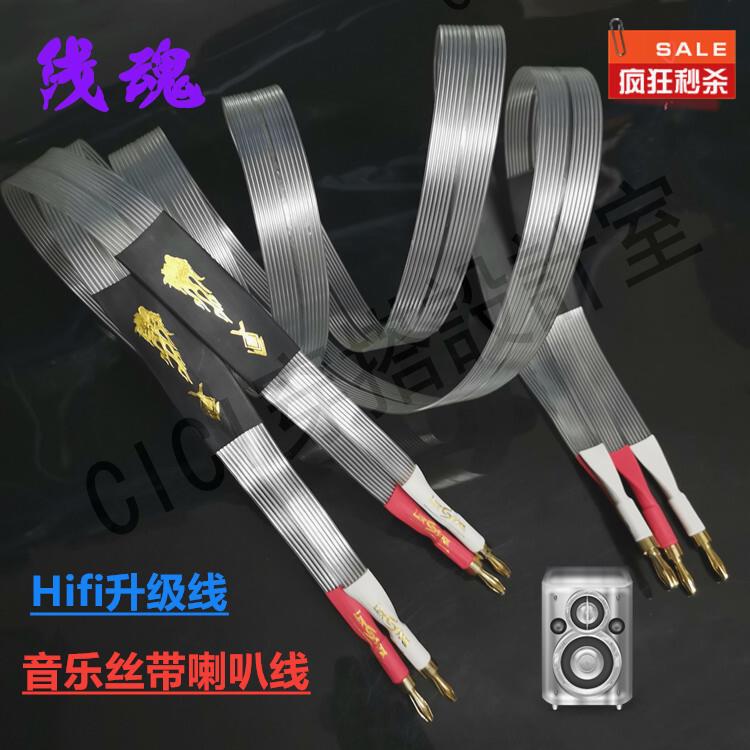 發燒進口音樂絲帶喇叭線Hifi級音響功放香蕉頭連接音箱線純銅鍍銀【亞德機械五金家居】
