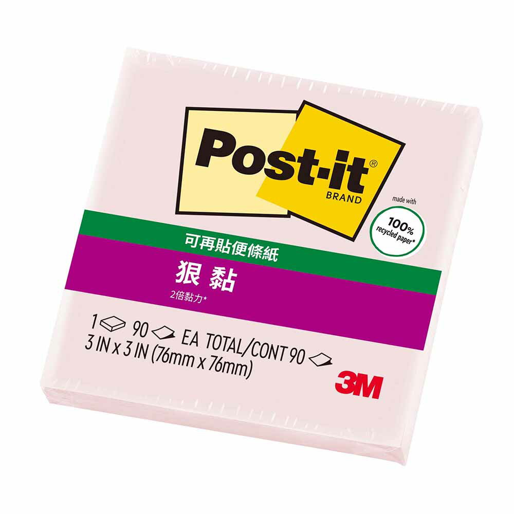 3M 狠黏 便利貼 淺粉 76x76mm /個 654-1SSPST