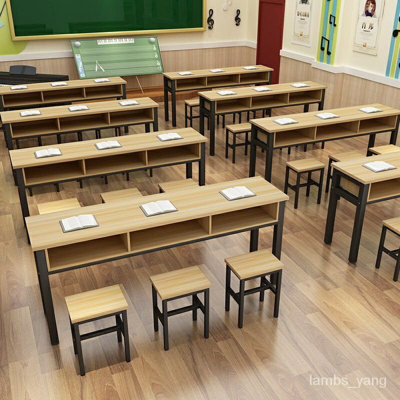 免運 學生課桌雙層帶抽屜課桌單人雙人三人位培訓桌書法桌凳子椅子定製 特價出 可開發票
