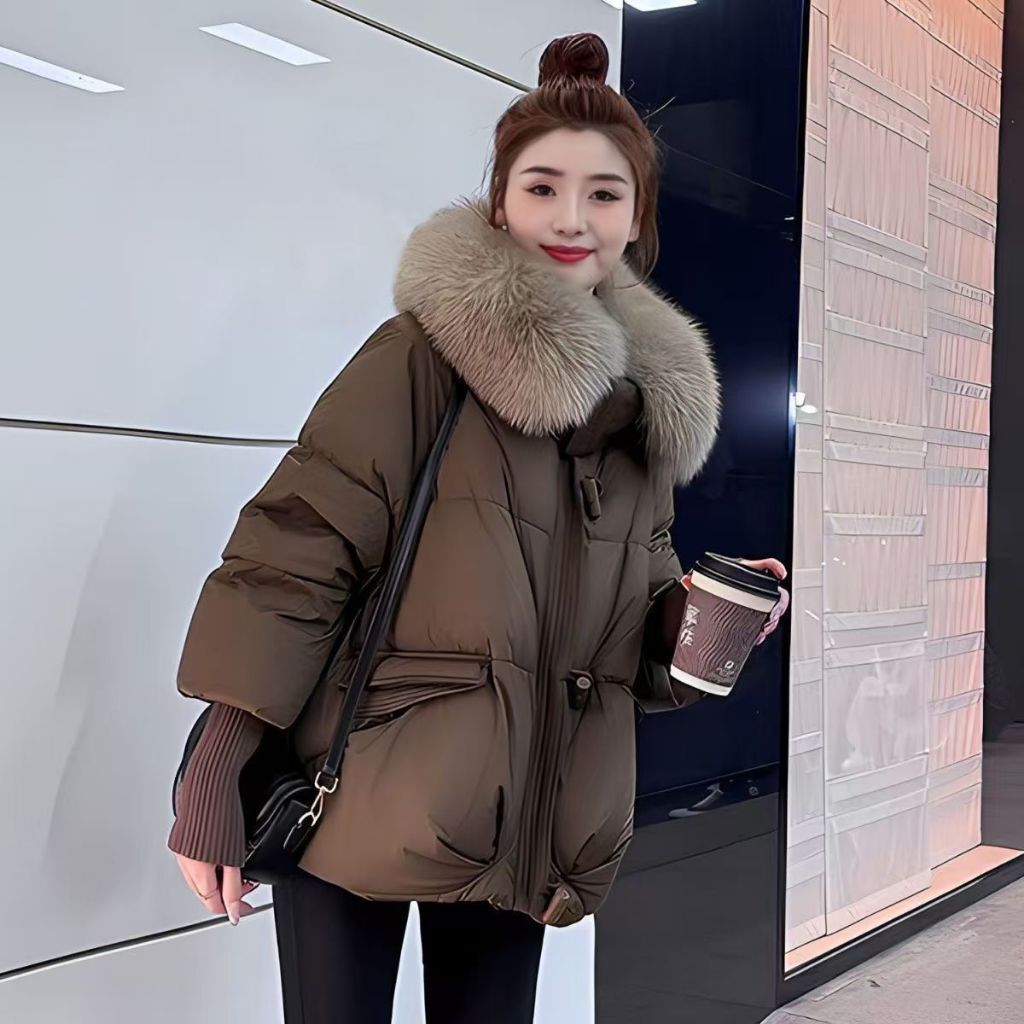 大毛領外套❤️羽絨棉外套 韓版 新版小個子高階毛領連帽潮流保暖棉特厚外套女 韓國 長款冬天外套 G9NS