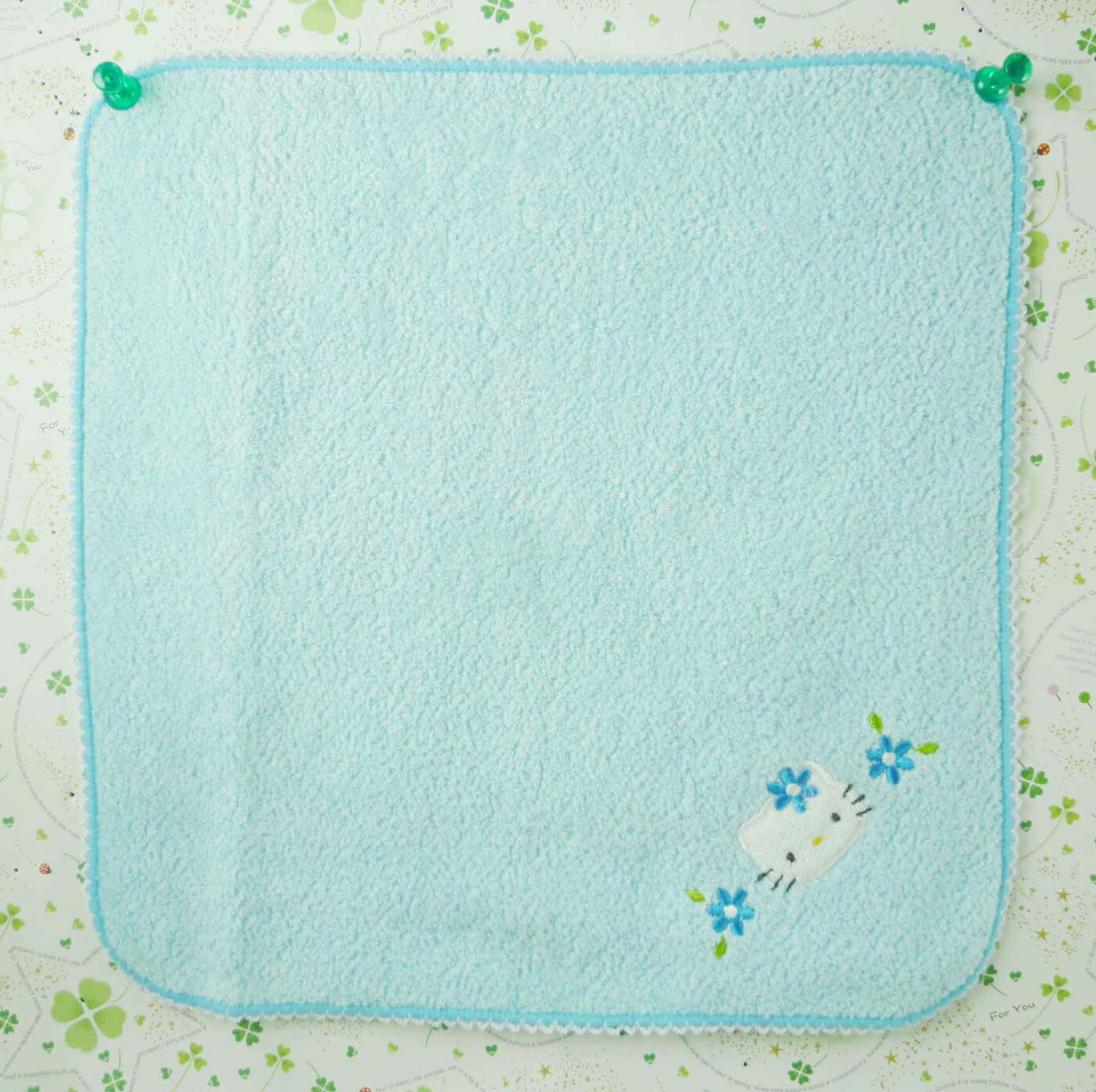 【震撼精品百貨】Hello Kitty 凱蒂貓 方巾/毛巾-藍色花朵 震撼日式精品百貨