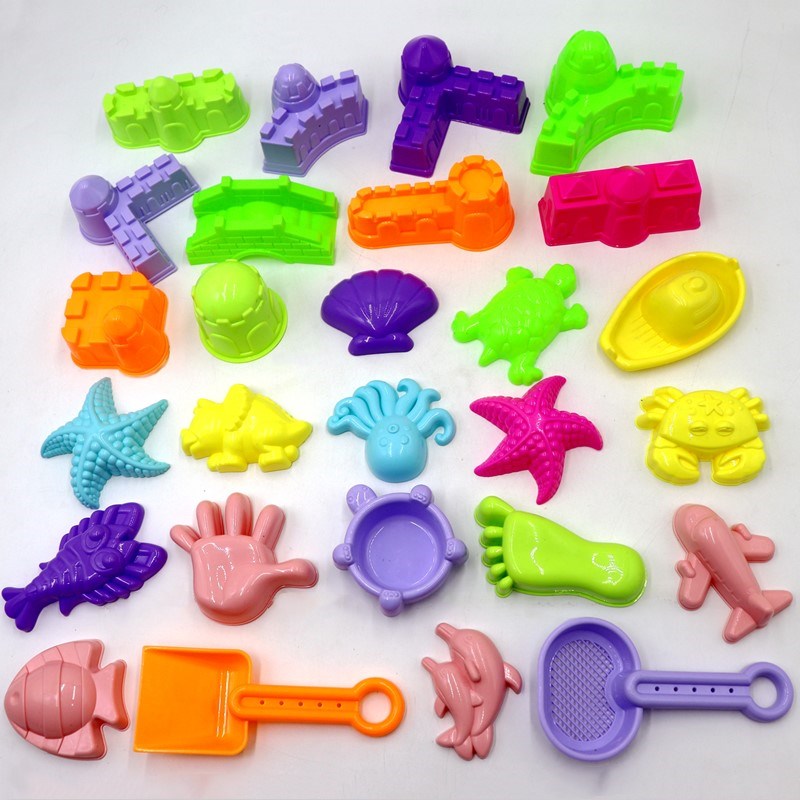 兒童太空沙灘工具海星貝殼手腳模具玩沙沙漏鏟子城堡卡通印模玩具