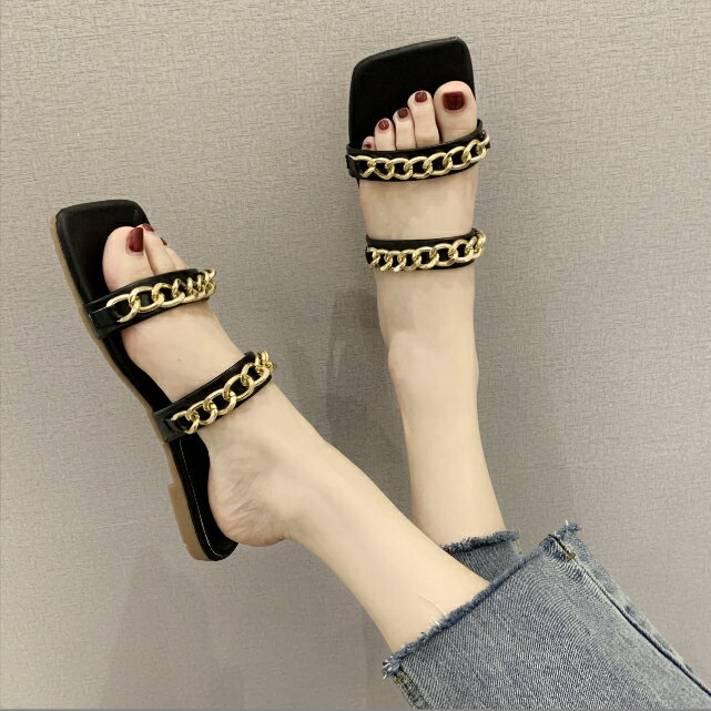 35-43 女鞋 加大尺碼拖鞋 平底涼鞋 平底拖鞋 平底鞋 小香風 大碼拖鞋 櫻桃嚴選 2