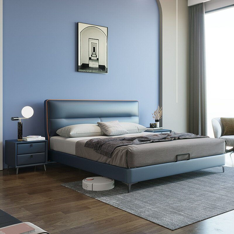 【KENS生活家具】大床 雙人床 軟床 意式極簡雙人床皮床1.8米現代簡約1.5米主臥婚床小戶型簡約床軟床