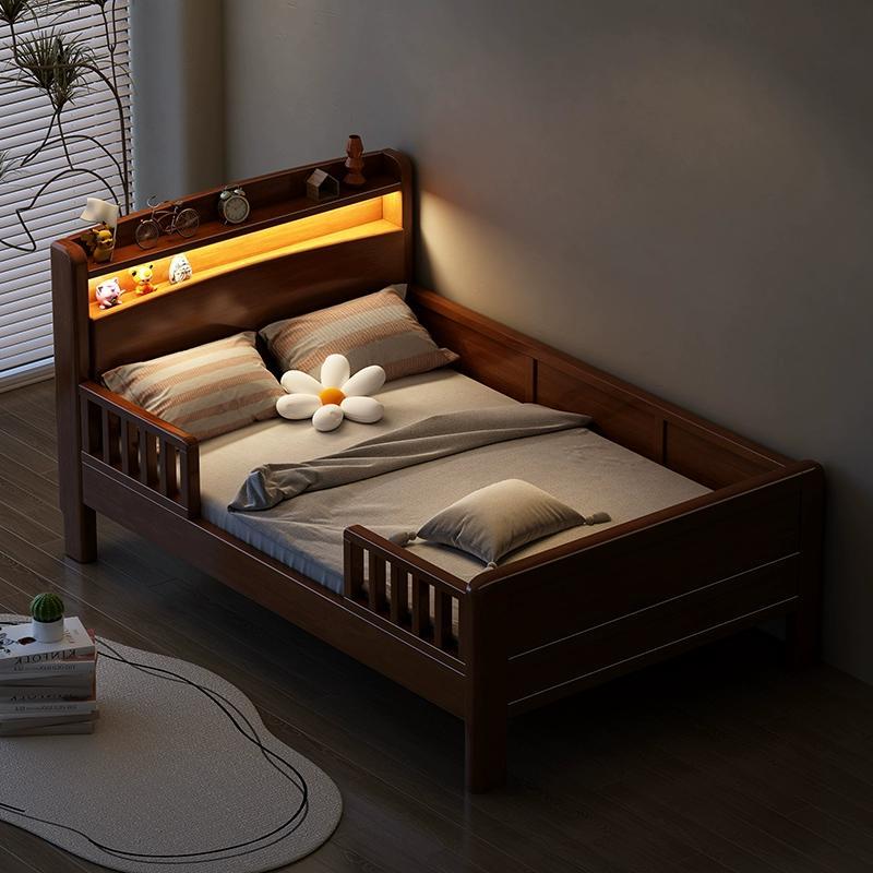 【免運】美雅閣| 新中式實木兒童床男女孩帶護欄現代簡約1.2/1.5米單人臥室儲物床