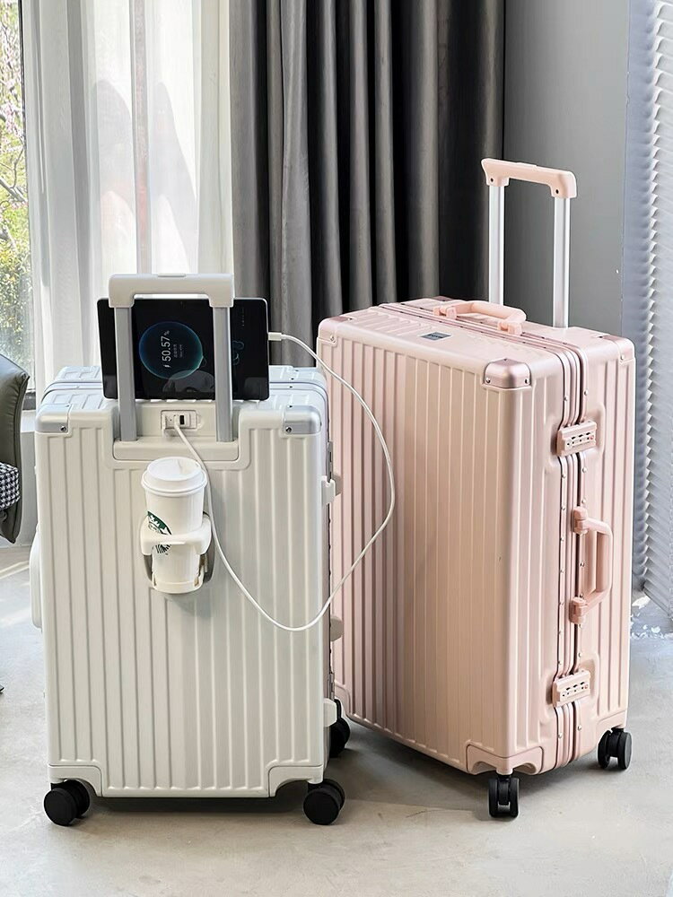行李箱 登機箱 拉桿箱 熱賣款！免運跨境拉桿箱20寸登機箱子鋁框行李箱女24寸抗摔旅行箱密碼箱包28寸八折下殺 打骨折 可開發票 加客服賴享受巨額減免金牌保障