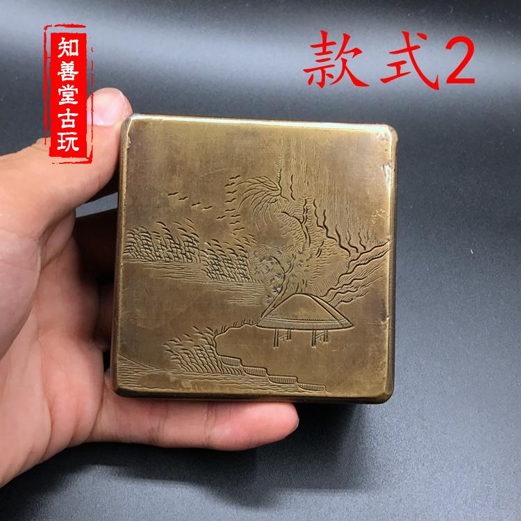 銅製 書道具 象嵌 墨盒 A rare bronze cylindrical box and cover, Warring States
