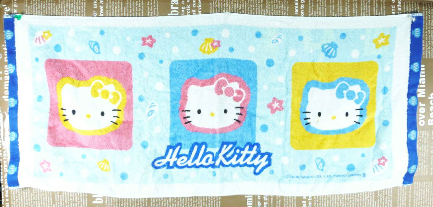 【震撼精品百貨】Hello Kitty 凱蒂貓 長毛巾 海洋藍 震撼日式精品百貨