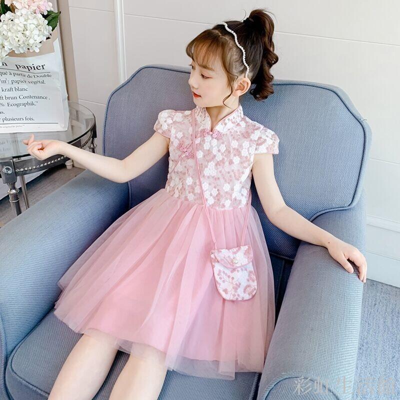 漢服女童夏裝公主裙夏季新款洋氣女孩旗袍裙兒童裙子網紗裙連衣裙