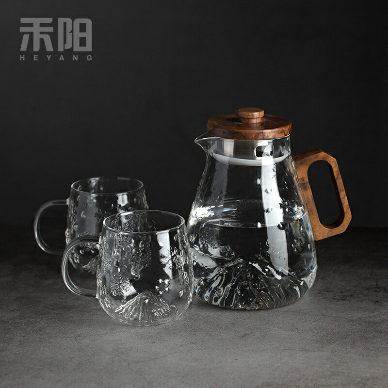 禾陽耐熱玻璃涼水壺加厚冷水壺家用防爆大容量涼白開茶壺茶杯套裝