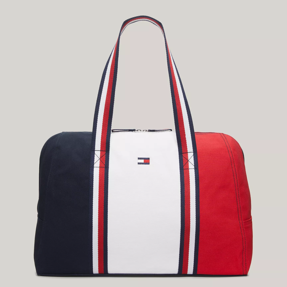 Tommy Hilfiger 經典拼色手提行李袋 旅行包袋 運動包 棉帆布包 手提包 肩揹包 T78287 拼色(現貨)▶指定Outlet商品5折起☆現貨【送禮首選★APP下單點數4倍送】