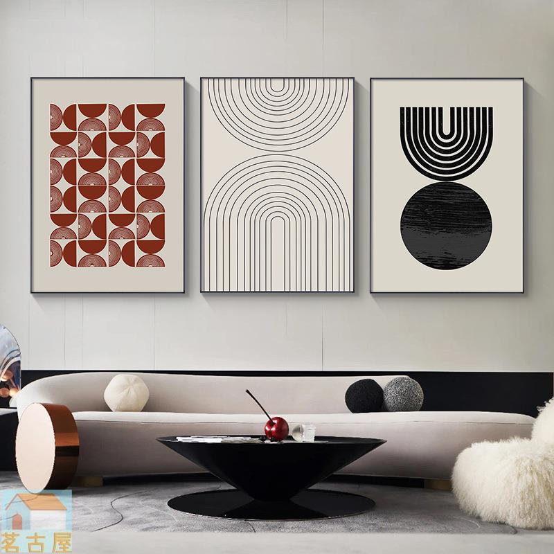抽象線條客廳三聯裝飾畫北歐藝術沙發背景墻掛畫幾何簡約餐廳壁畫