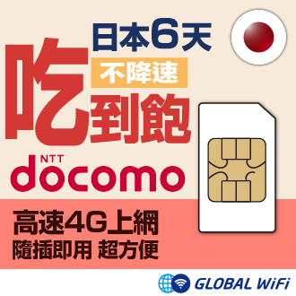 日本 docomo SIM卡 吃到飽無限制 6日方案