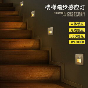 86型智慧人體感應地腳燈嵌入式樓梯踏步感應燈家用過道LED小夜燈 全館免運
