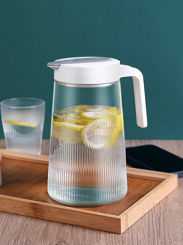 涼水壺家用玻璃水壺耐高溫大容量泡茶壺開水杯套裝ins耐熱冷水壺
