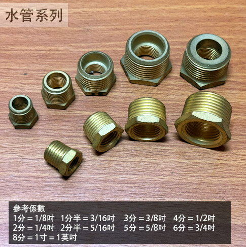 六角 銅卜申 2分 3分 4分 6分卜申 水管 轉接頭 大小頭 銅製 普申 異徑