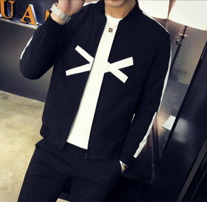 FINDSENSE Z1 韓國 時尚 潮 男 胸前拉鏈交叉拼接圖案 小外套 夾克 風衣