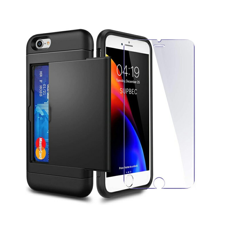 [9美國直購] SUPBEC iPhone7 8 SE 手機殼2020 Case Tempered Glass x2Pack] i Phone 7/8/SE 2 Wallet Case Cover Shockproof