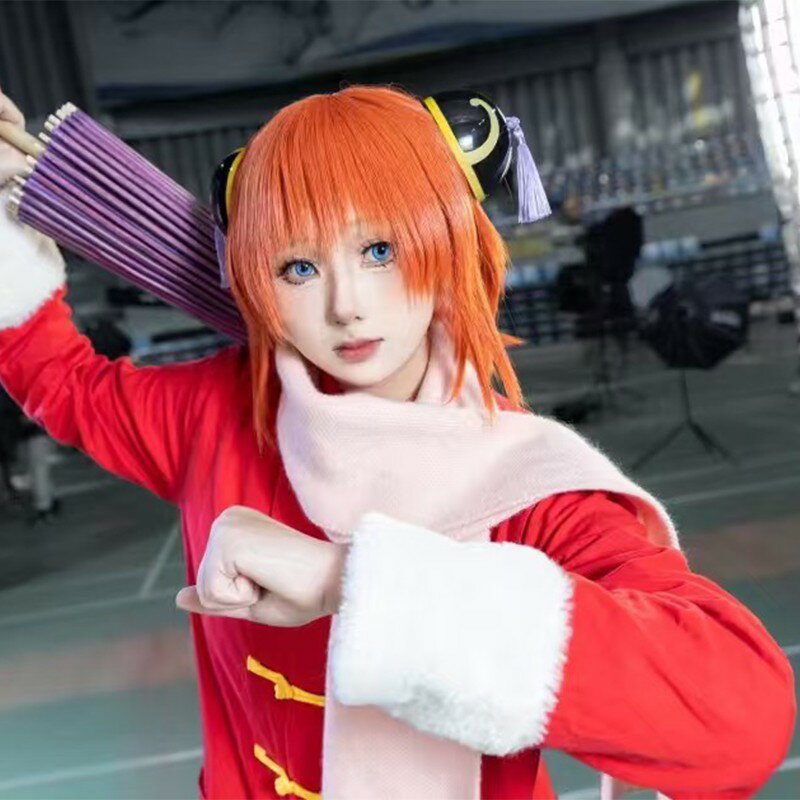 {保固一年 可打統編}銀魂cos服神樂cosplay服裝冬裝毛呢大衣外套萬聖節角色扮演cos