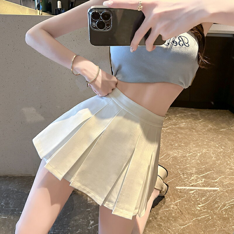 黑色百褶裙女夏季2024新款辣妹超短裙小個子高腰a字西裝半身裙褲