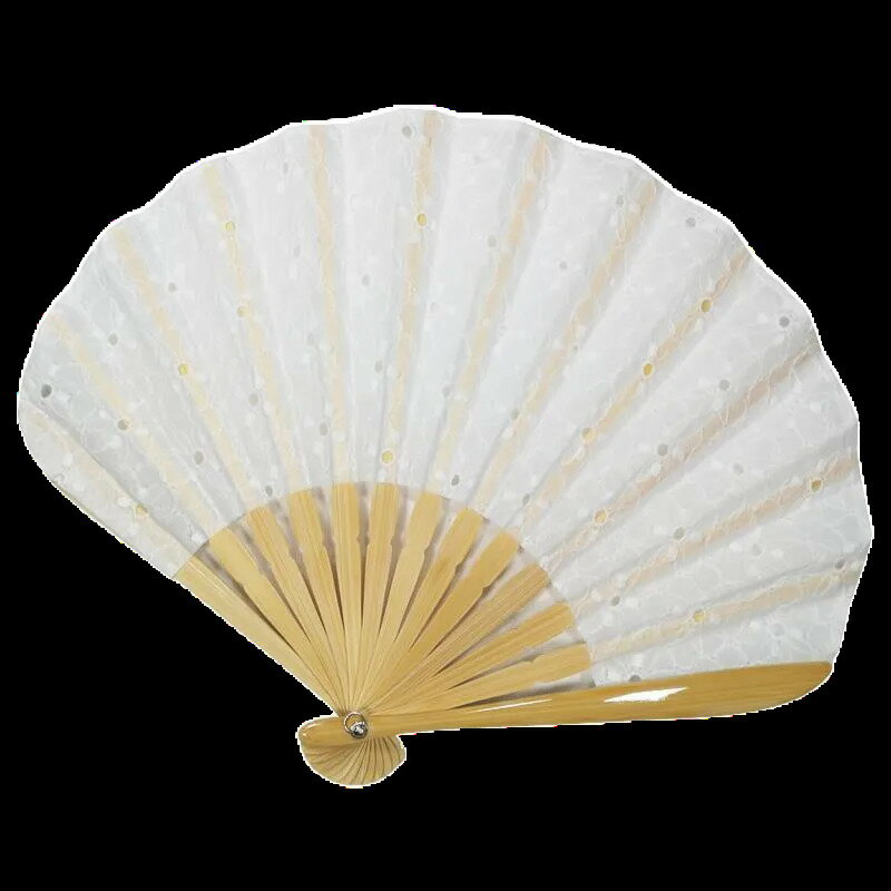 貝殼扇 日式 和風刺繡 棉布白色小扇子 日本扇子 日式扇子 日本舞扇 古風扇子 古風扇子 扇子 古風 摺扇 日本