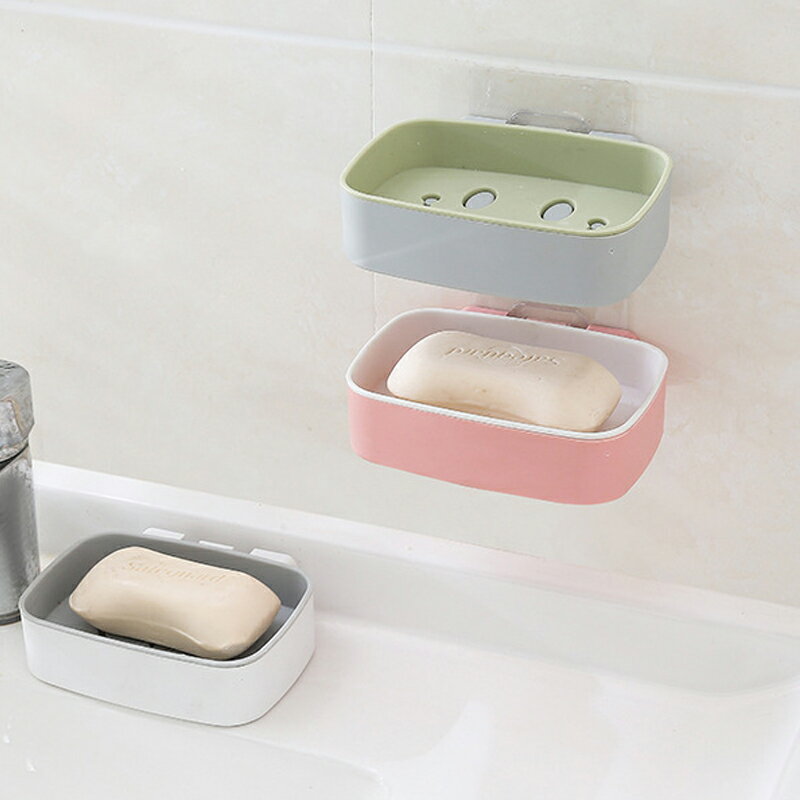 卡通可愛笑臉雙層瀝水肥皂盒創意歐式個性方形圓形衛生間香皂盒子